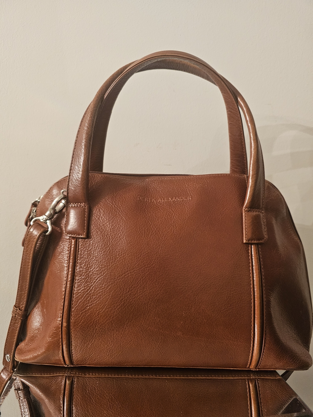 Derek Alexander Brown Leather Satchel with Top Handles